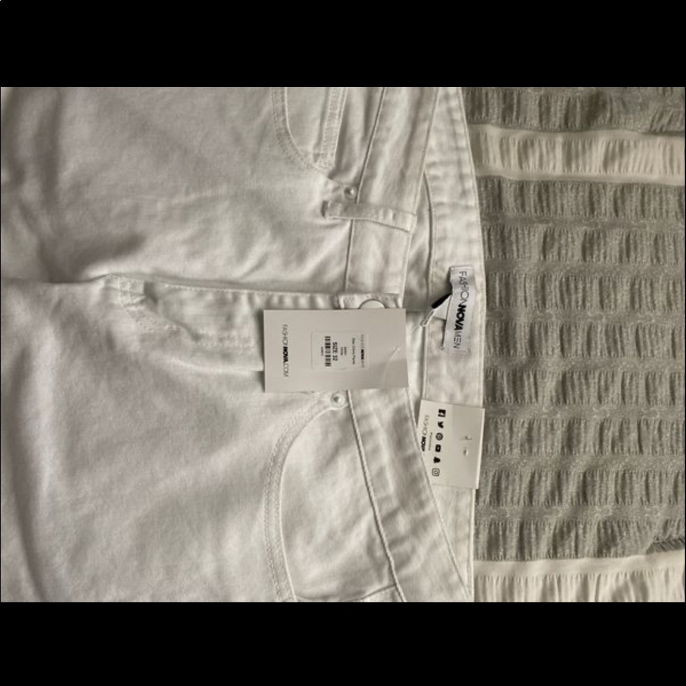 mens fashion nova white jeans size 32 skinny